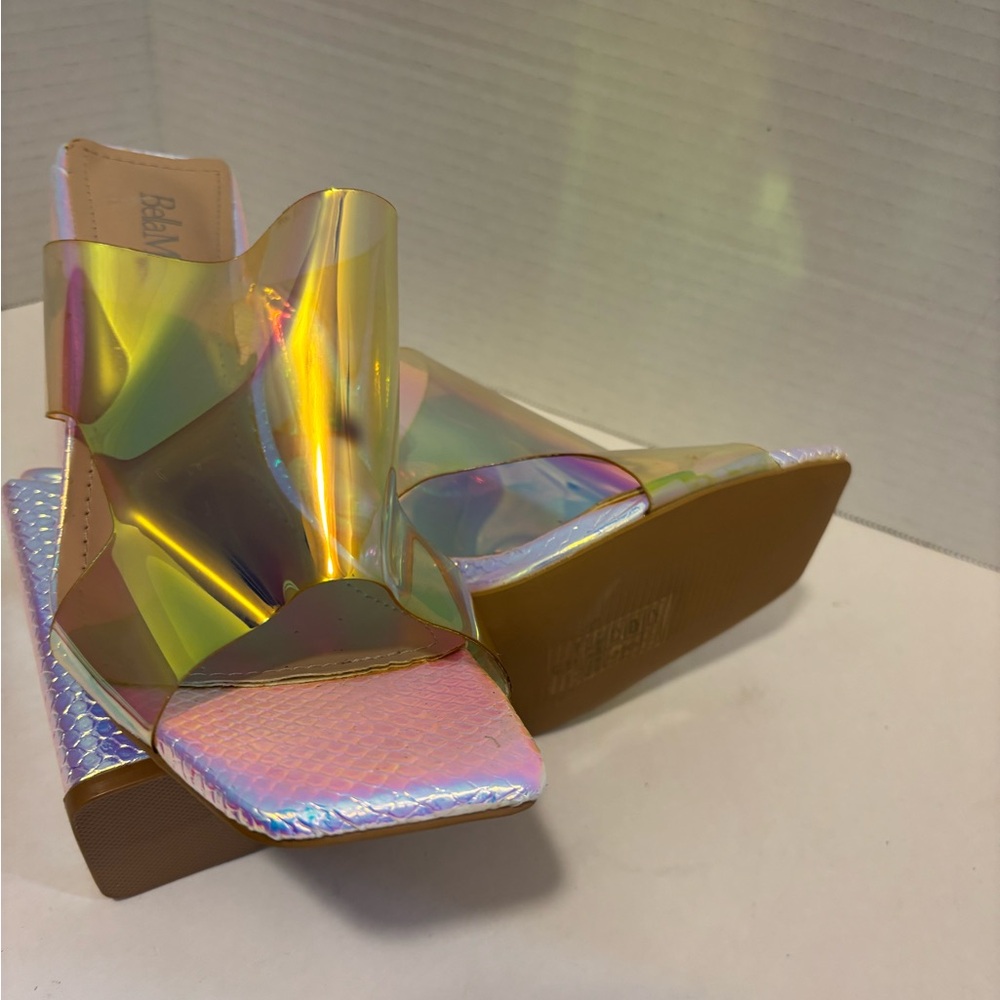 🔵Holographic BLOCK Heels BELLA MARIE - Picture 12 of 14